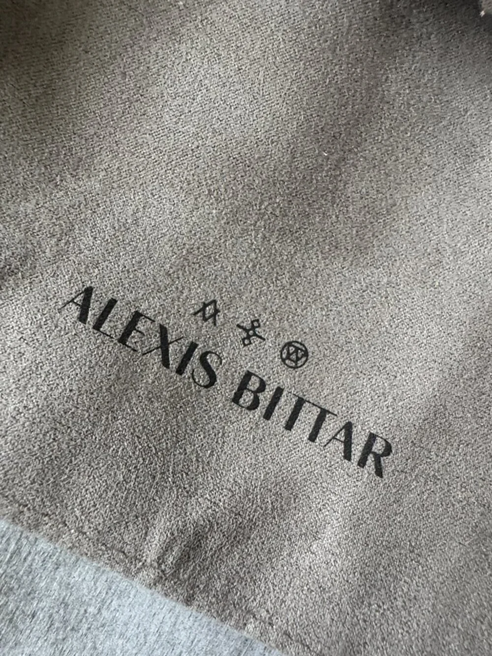 ALEXIS BITTAR JEWELRY Gray Suede Fold Over Dust Travel Pouch